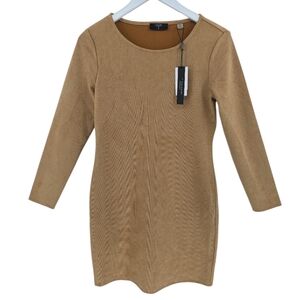 T Tahari NWT Faux Leather Dress Size Small in Butterscotch Retail $68